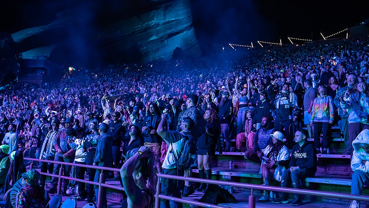 EDM's Inzo and Dirty Monkey kicked off Red Rocks' 2025 season with a soggy but brilliant night! (Photo: Gerardo Federico)