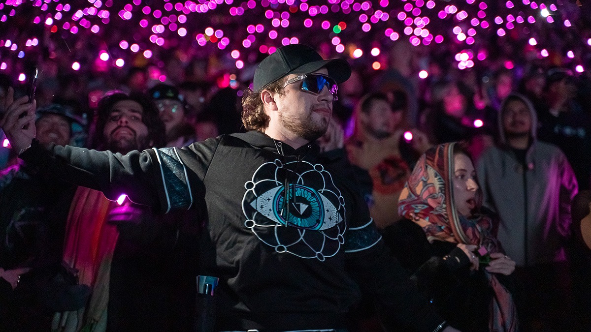 EDM's Inzo and Dirty Monkey kicked off Red Rocks' 2025 season with a soggy but brilliant night! (Photo: Gerardo Federico)