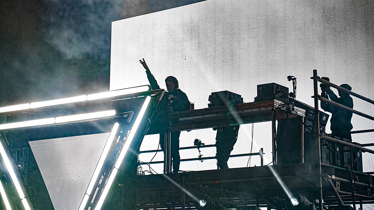 EDM's Inzo and Dirty Monkey kicked off Red Rocks' 2025 season with a soggy but brilliant night! (Photo: Gerardo Federico)