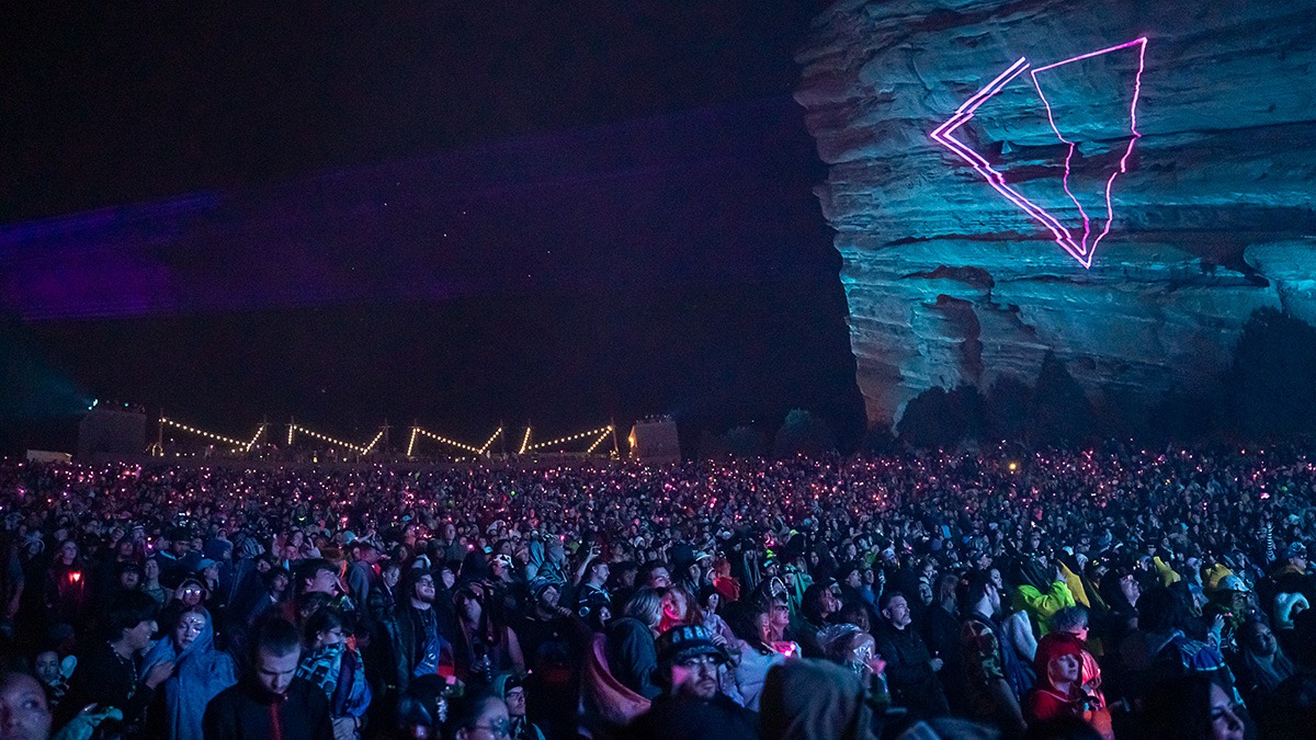 EDM's Inzo and Dirty Monkey kicked off Red Rocks' 2025 season with a soggy but brilliant night! (Photo: Gerardo Federico)
