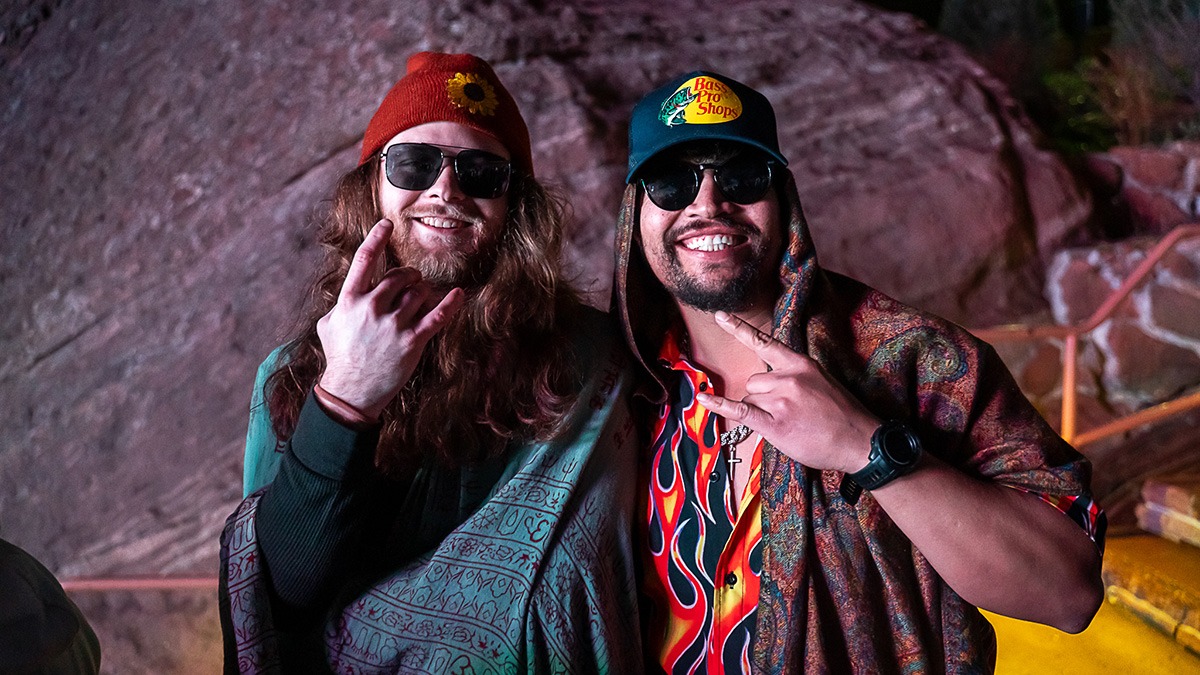 EDM's Inzo and Dirty Monkey kicked off Red Rocks' 2025 season with a soggy but brilliant night! (Photo: Gerardo Federico)