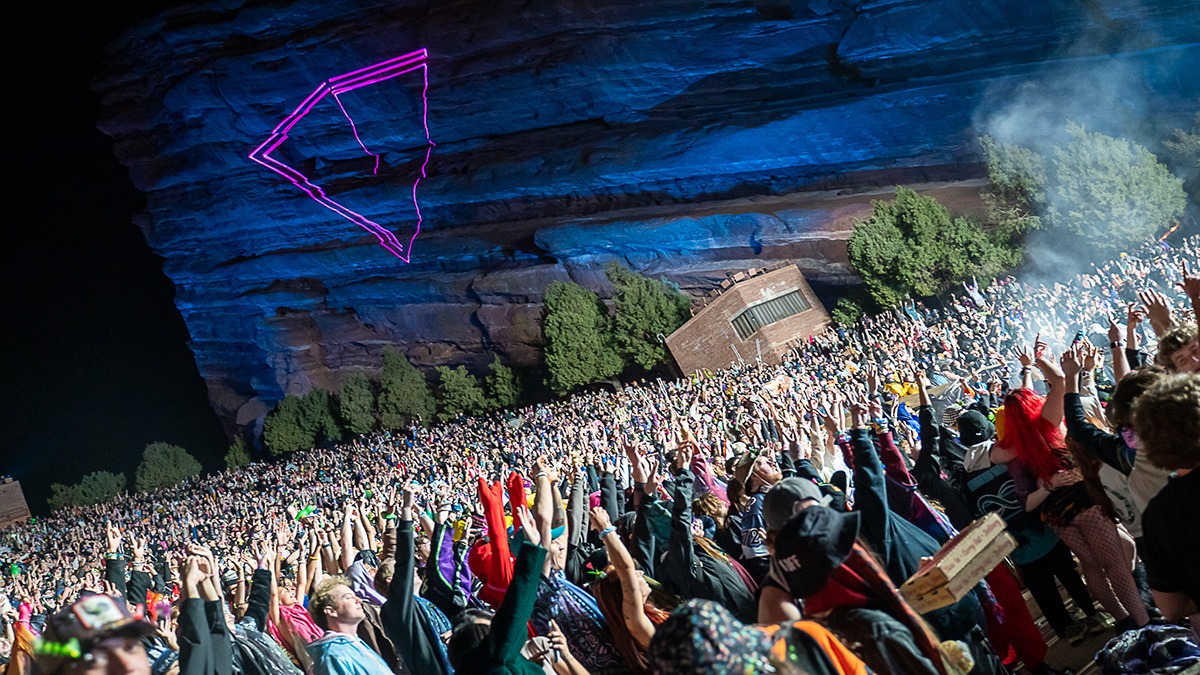 EDM's Inzo and Dirty Monkey kicked off Red Rocks' 2025 season with a soggy but brilliant night! (Photo: Gerardo Federico)