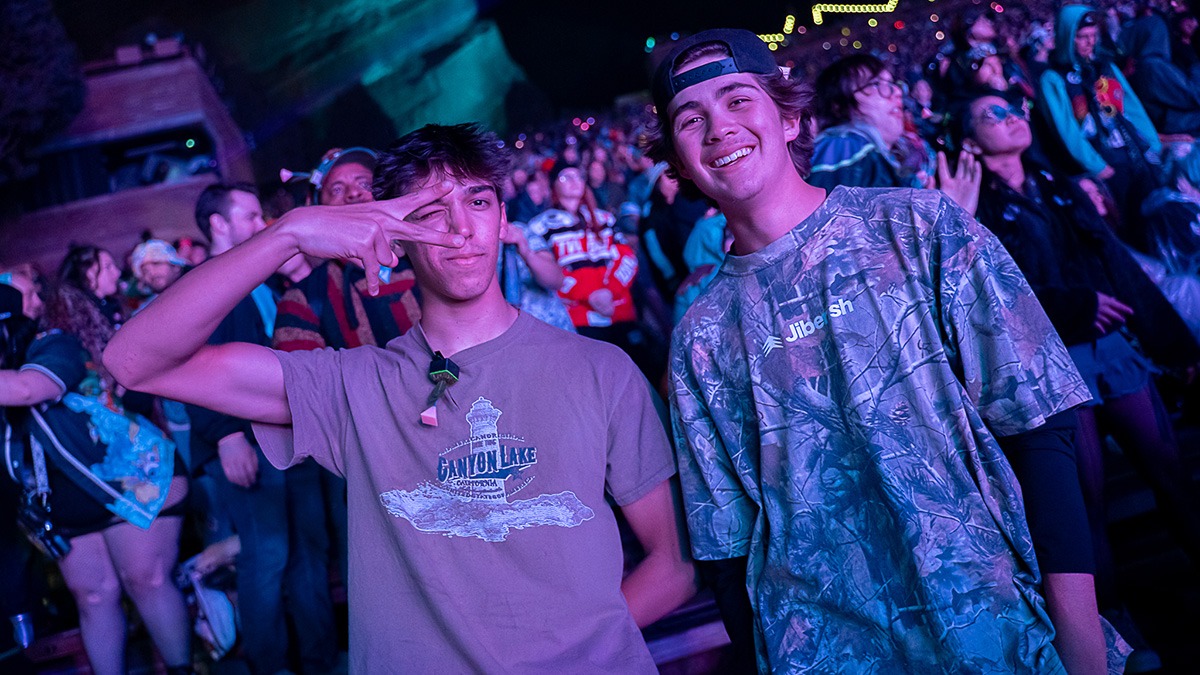 EDM's Inzo and Dirty Monkey kicked off Red Rocks' 2025 season with a soggy but brilliant night! (Photo: Gerardo Federico)