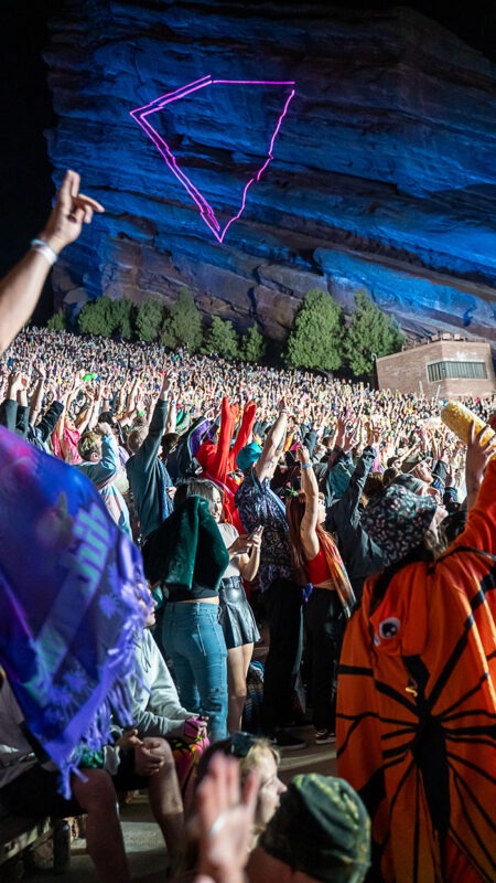 EDM's Inzo and Dirty Monkey kicked off Red Rocks' 2025 season with a soggy but brilliant night! (Photo: Gerardo Federico)
